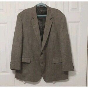 Stafford Men’s 100% Merino Wool Brown Gray Sport Coat Classic Fit Size 52R